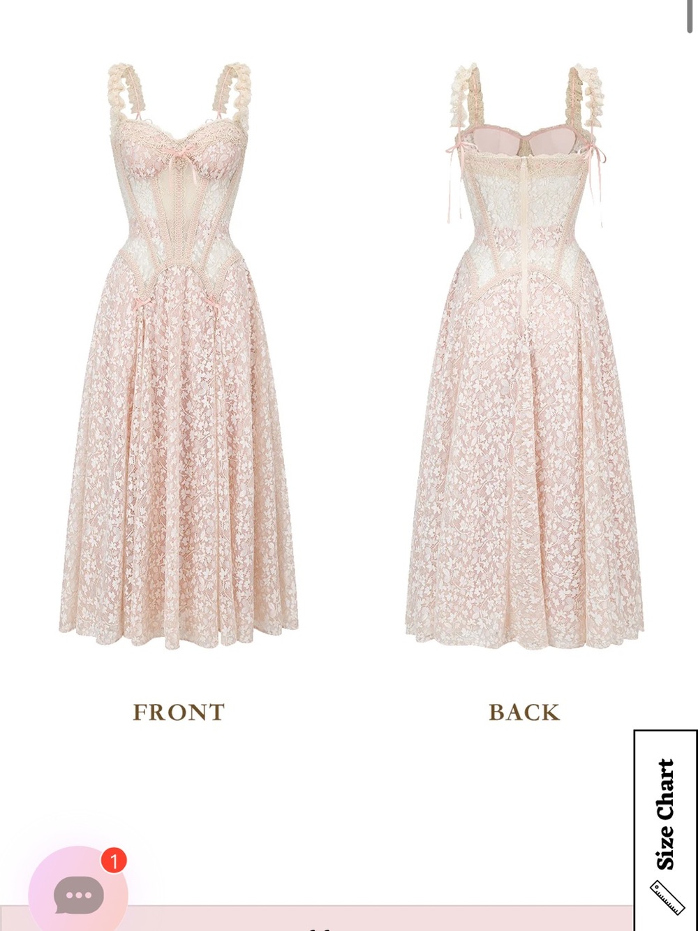 Romantic Blush Lace Corset Midi Dress - Picture 2 of 2